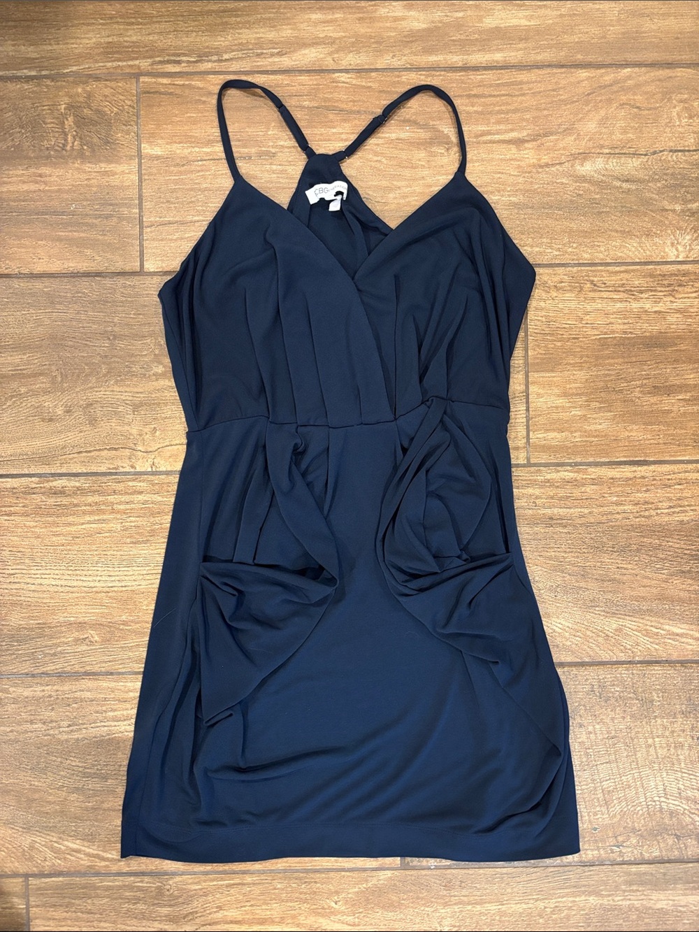BCBGeneration Navy Blue Spaghetti Strap Wrap Dress
